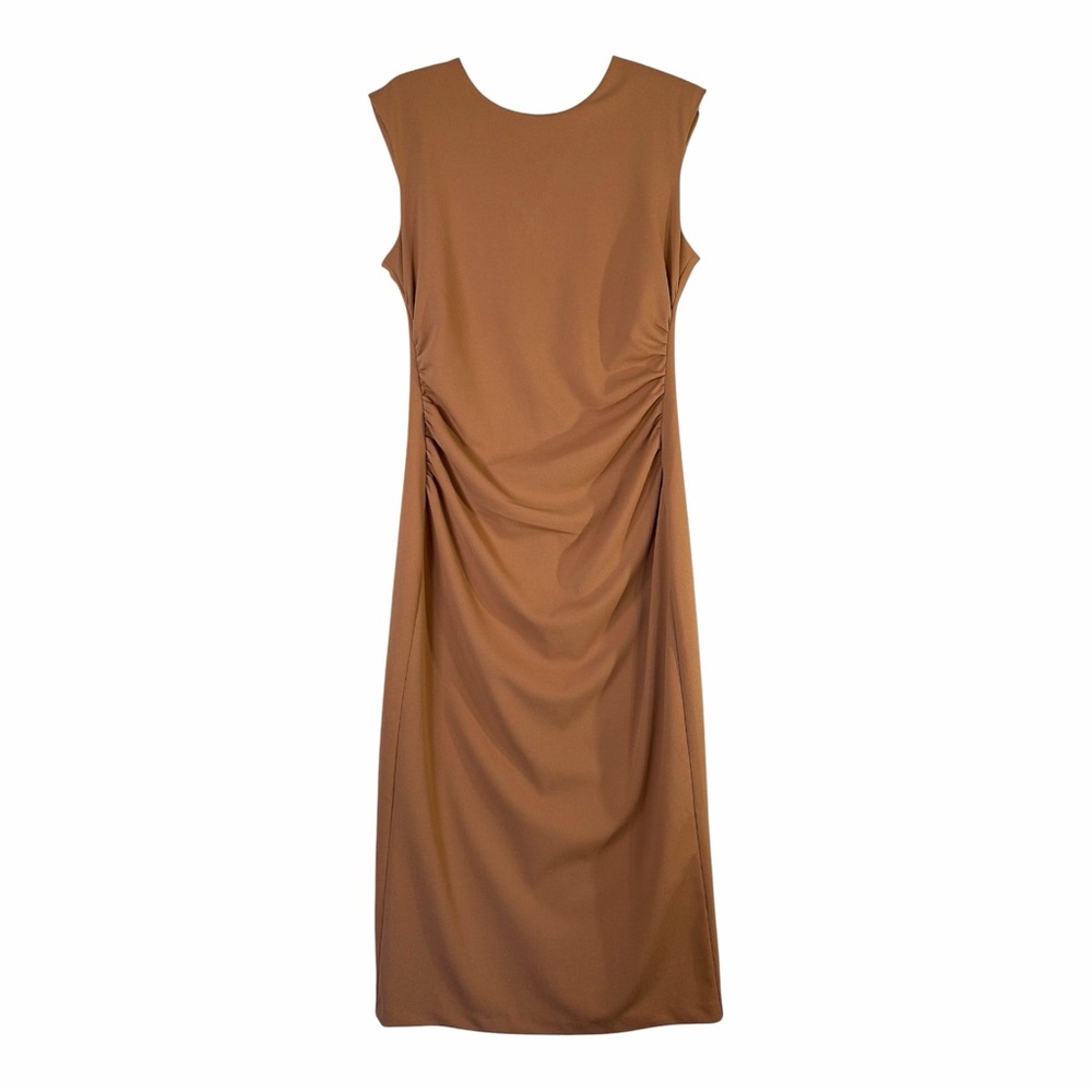 Alex Marie Ruched Side Sleeveless Midi Sheath Dress Size 6 Machine Washable